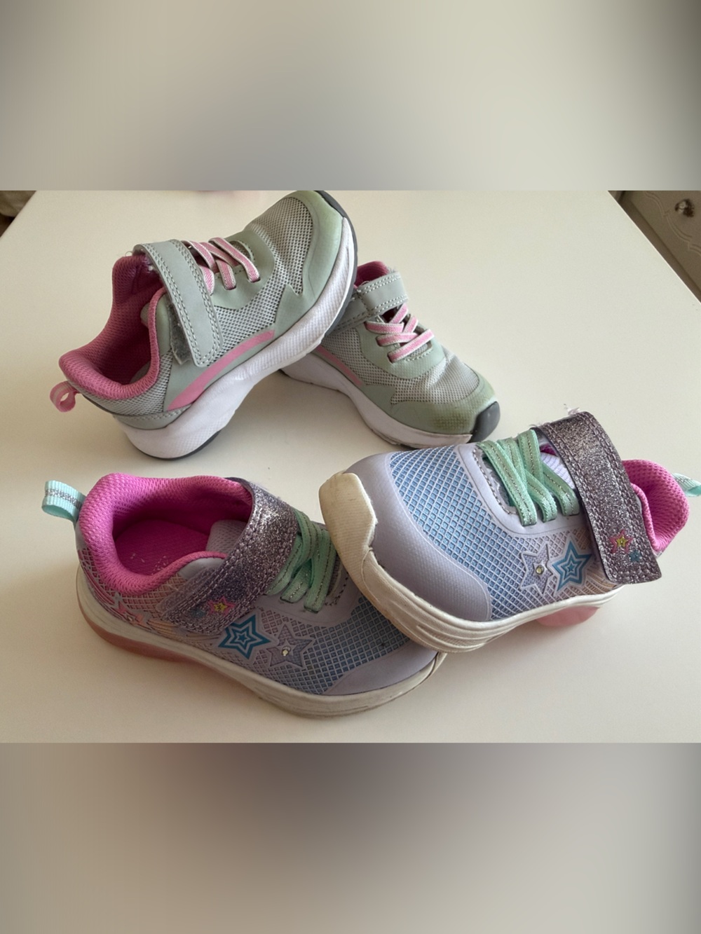 Sneaker Bundle of 2 Pair Toddler Girl 7/8 Light Up Stars-Pastels, Pink Shoes